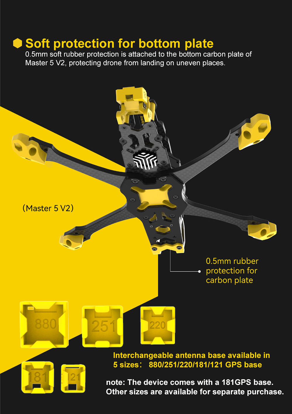 SpeedyBee-Master-5-V2-Ersatzteil-Radstand-von-226-mm-5-Zoll-Rahmenkit--GPS-Halterung--Antennensockel-2009701-11